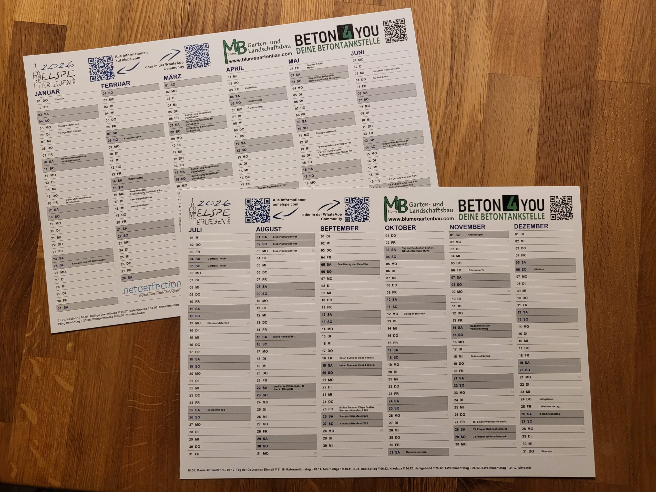 Neuer Kalender mit Vereinsterminen